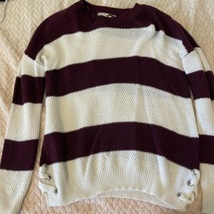 Purple and white striped sweater